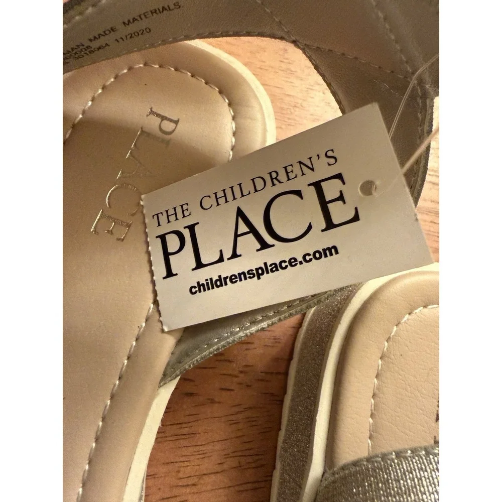 The Children's Place Girls‎ Ankle Strap Sandals Silver Size 3 NWT